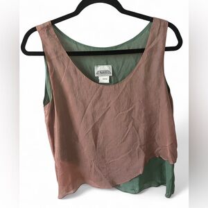 Rialto Two-Tone Pink and Green Tank Top